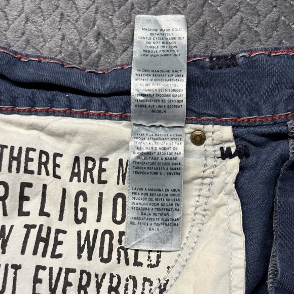 True Religion Ricky Super T Men 40x31.5 Corduroy Micro Indigo Red Stitching Flap - Picture 9 of 14